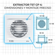Extractor de Aire para Baño TST CP4 Modelo 542-4 de 4" Blanco en Plástico ABS